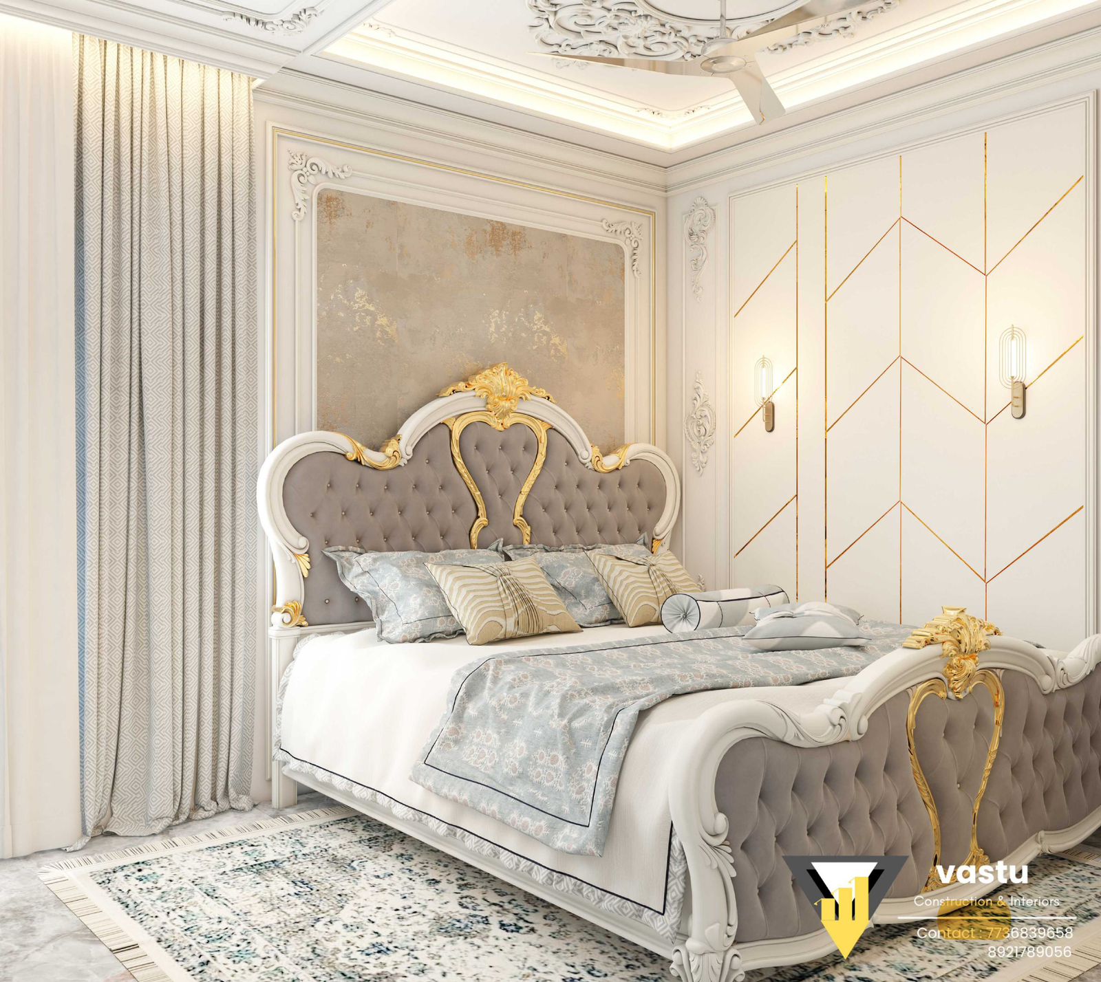 Modern Bedroom Design with Ambient Lighting, Kerala