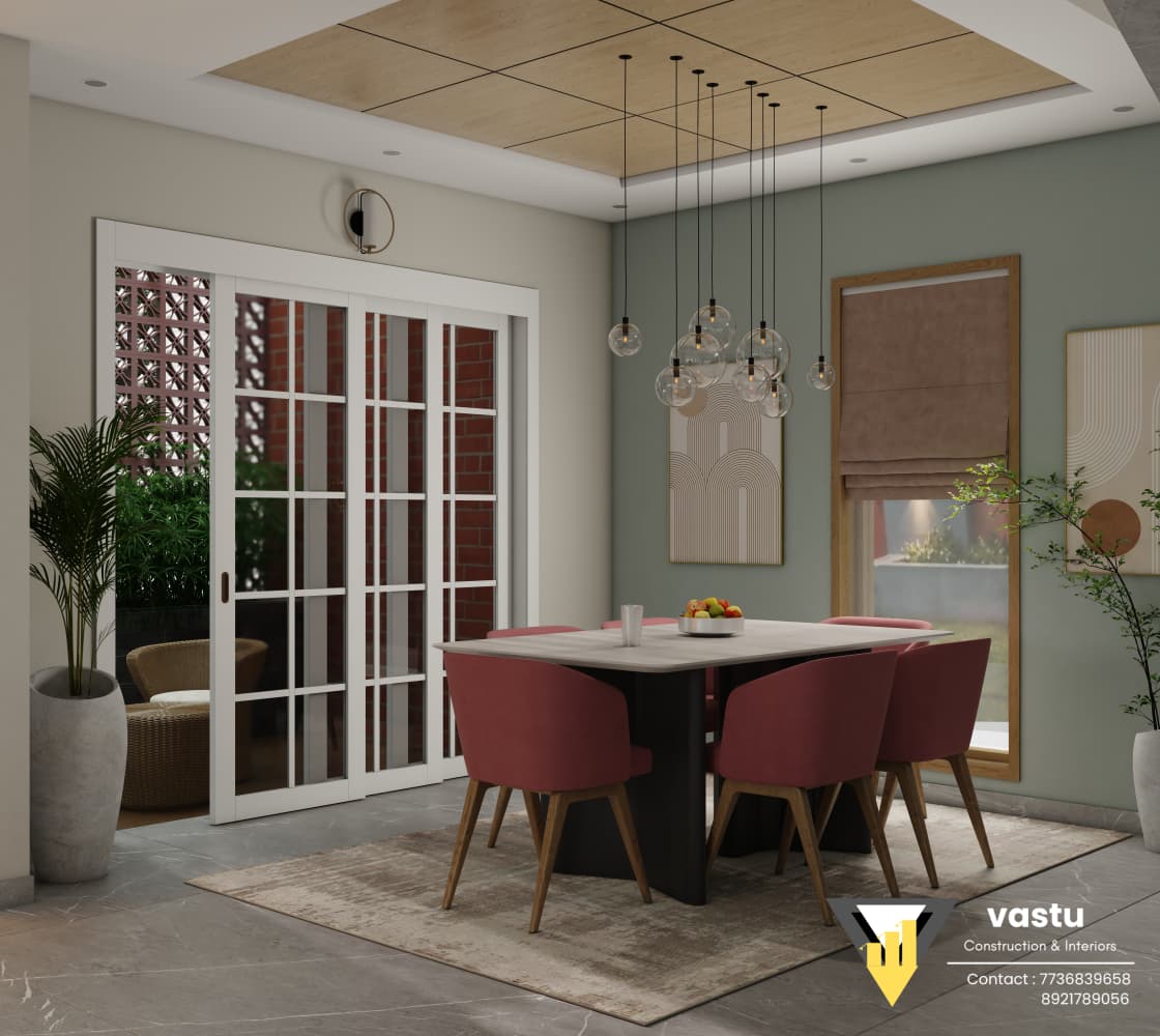 Dining Room and Living Room Interior Design Kerala