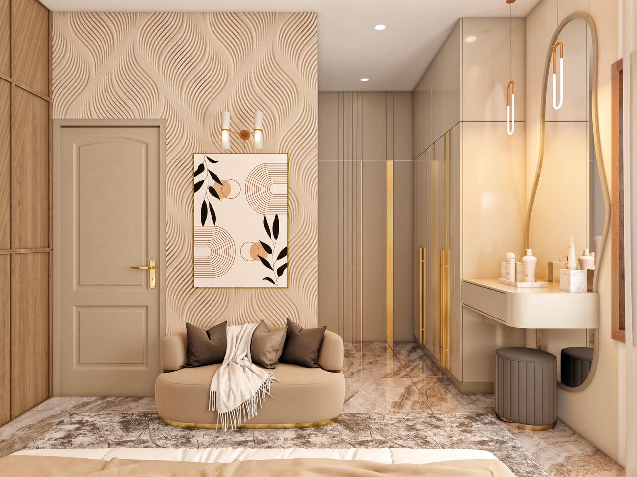 Luxury Entryway Design with Accent Lighting, Kerala