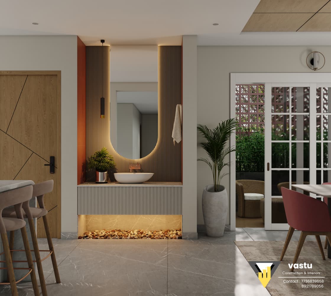 Custom Foyer with Wash Station – Interior Design Kerala