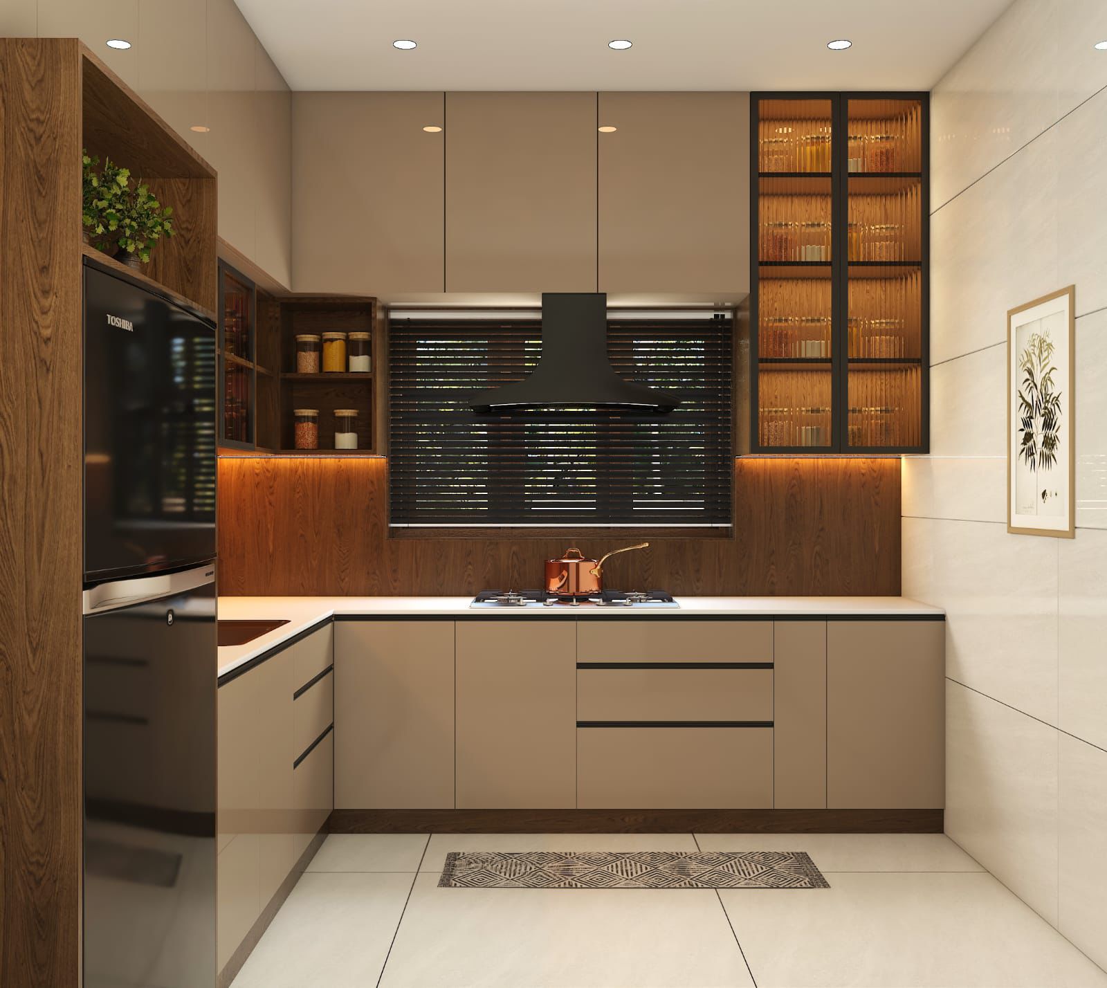 Modern Open Kitchen with Breakfast Bar, Kannur