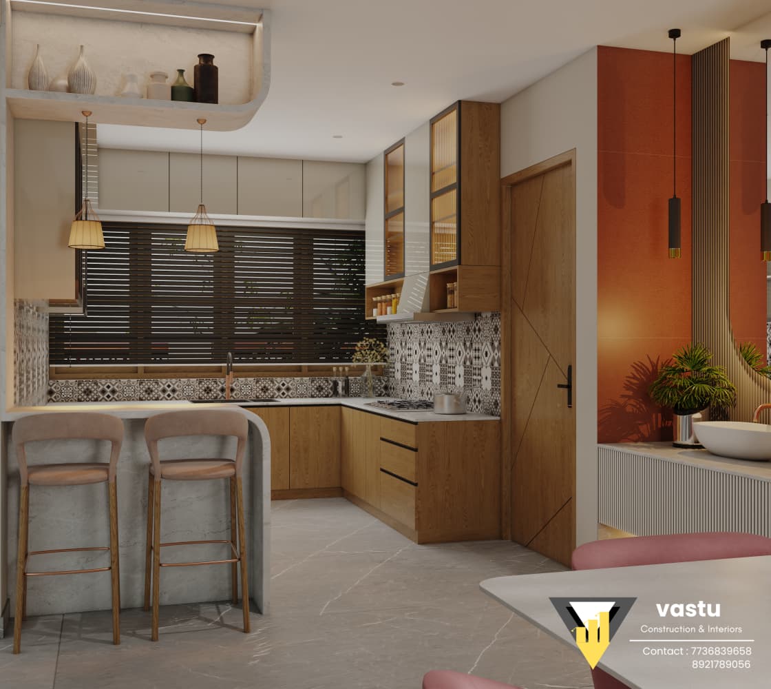 Open Kitchen and Bar Interior Design Kerala – Vastu Interiors